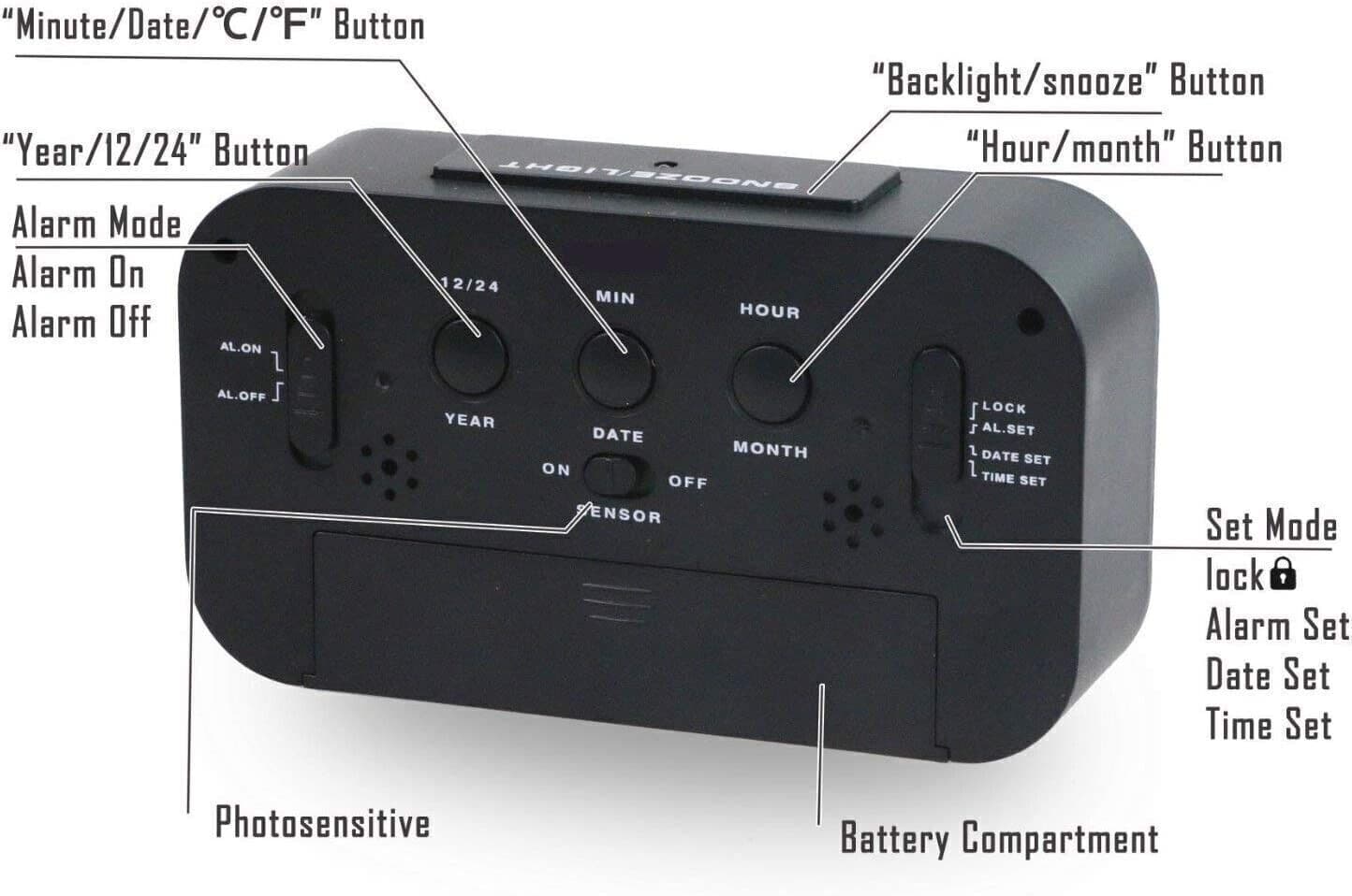 Sveglia Digitale, Comodino a Batteria Display LCD Sensore di luminosità Sveglia in Sveglie CL Store - Battipaglia, commercioVirtuoso.it