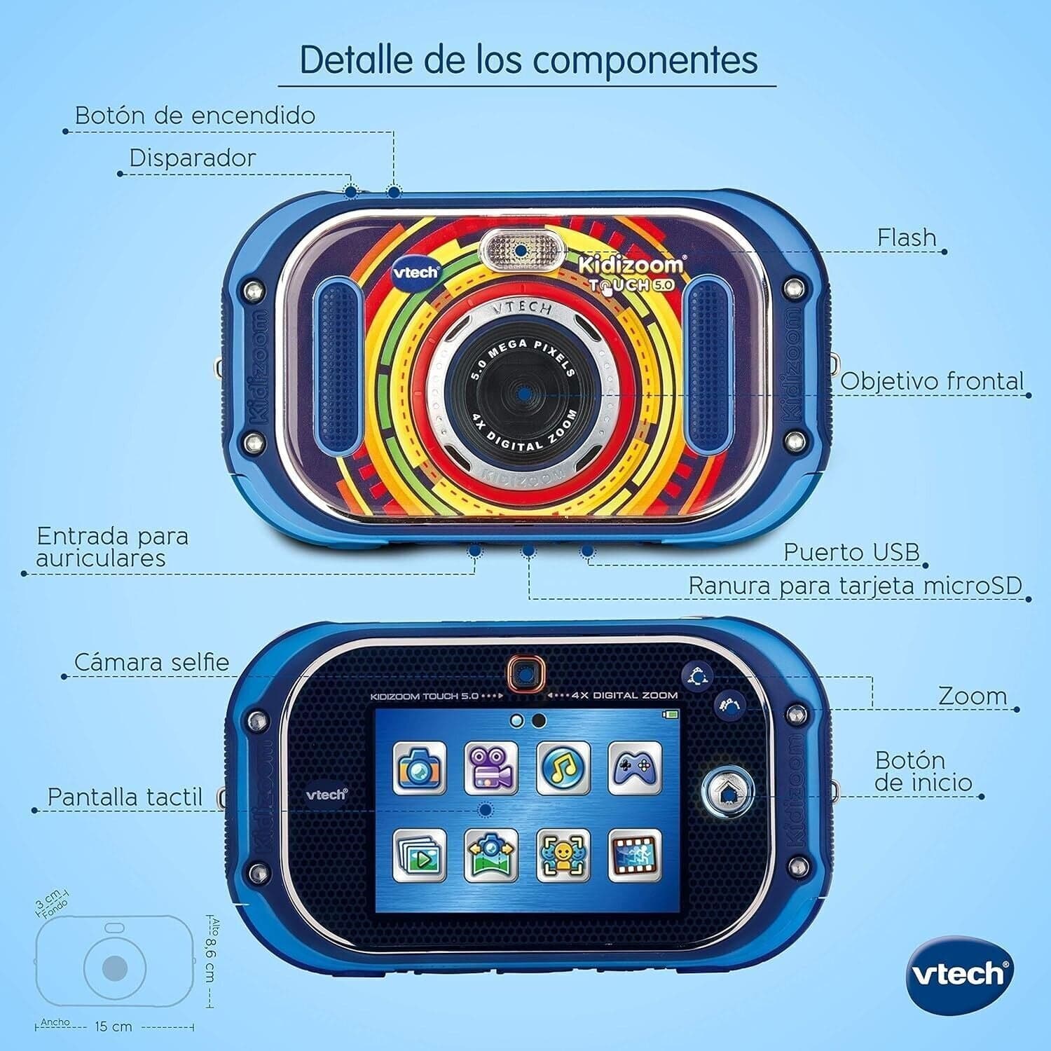 VTech Kidizoom Touch 5.0 - Digital camera for children, blue in Fotocamere digitali CL Store - Battipaglia, commercioVirtuoso.it