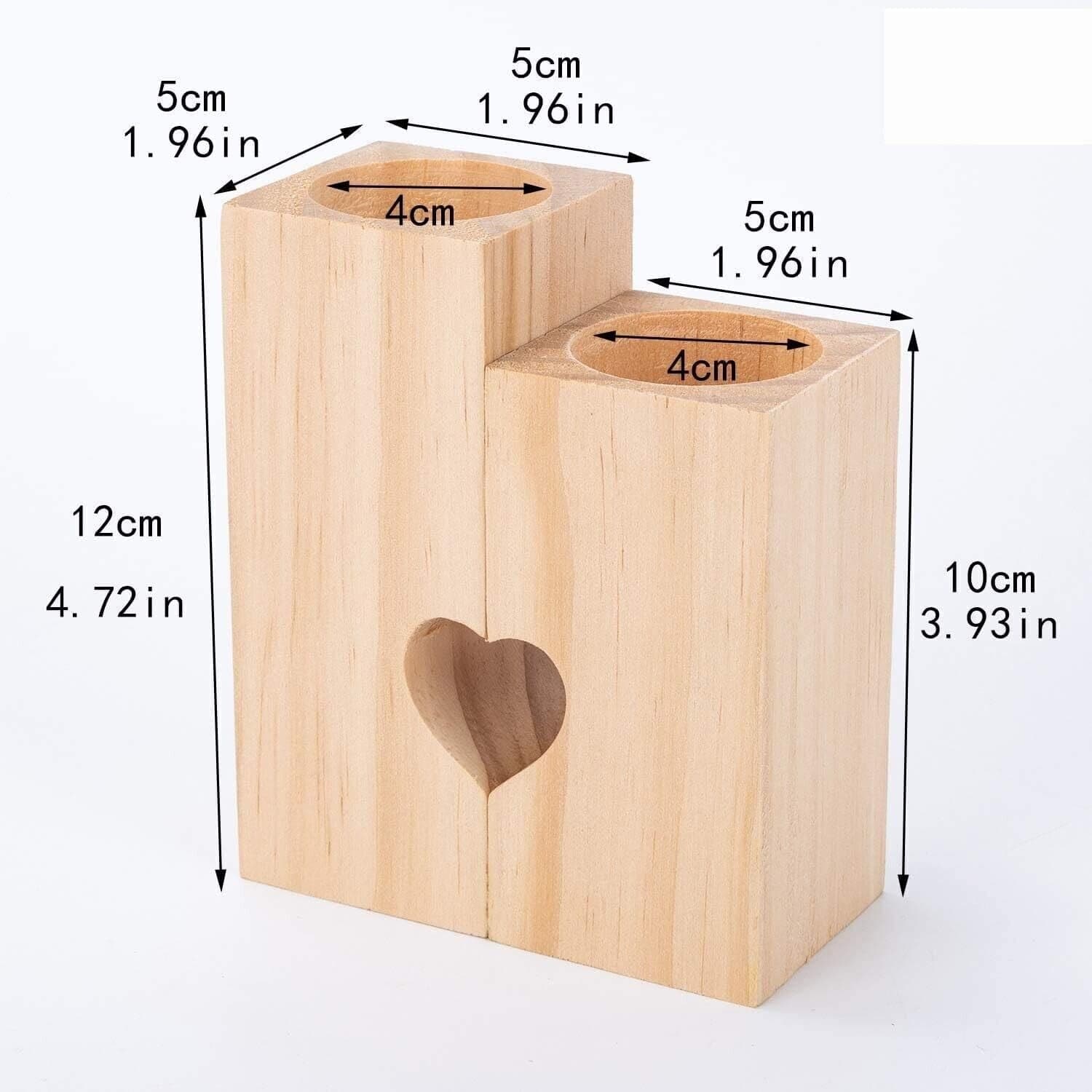 Portacandele in legno a forma di cuore, artigianato in legno naturale in Portalumini CL Store - Battipaglia, commercioVirtuoso.it