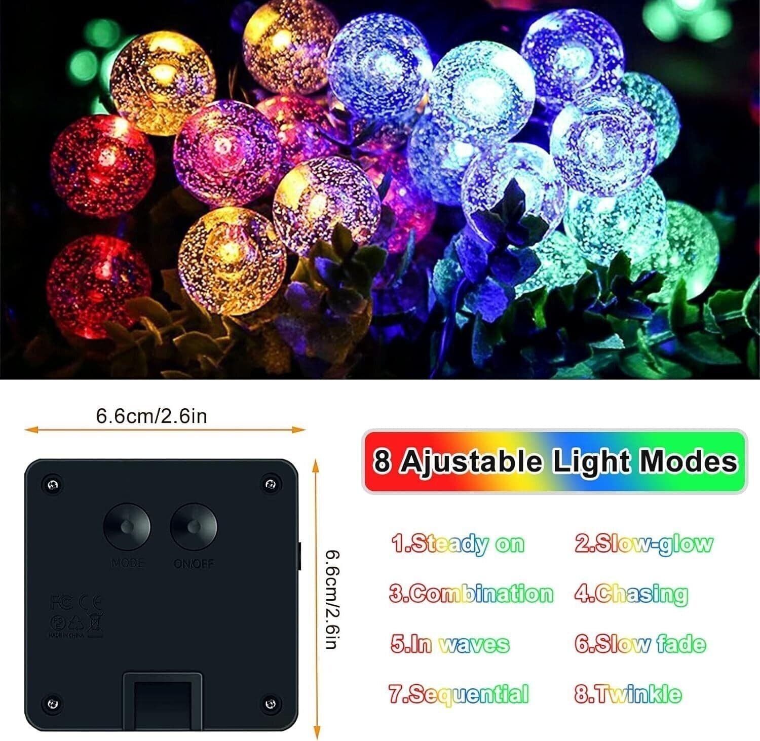Catena Luminosa Esterno Solare, 9M 50 LED Luci Solari Esterno 8 Modalità, IP65 in Catene luminose CL Store - Battipaglia, commercioVirtuoso.it