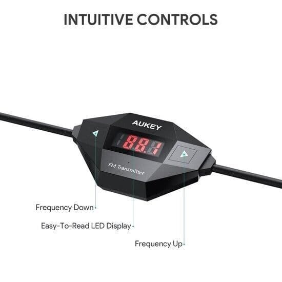 Trasmettitore FM Aukey da 3,5 mm (nero) - BT-C4 in Trasmettitori FM CL Store - Battipaglia, commercioVirtuoso.it
