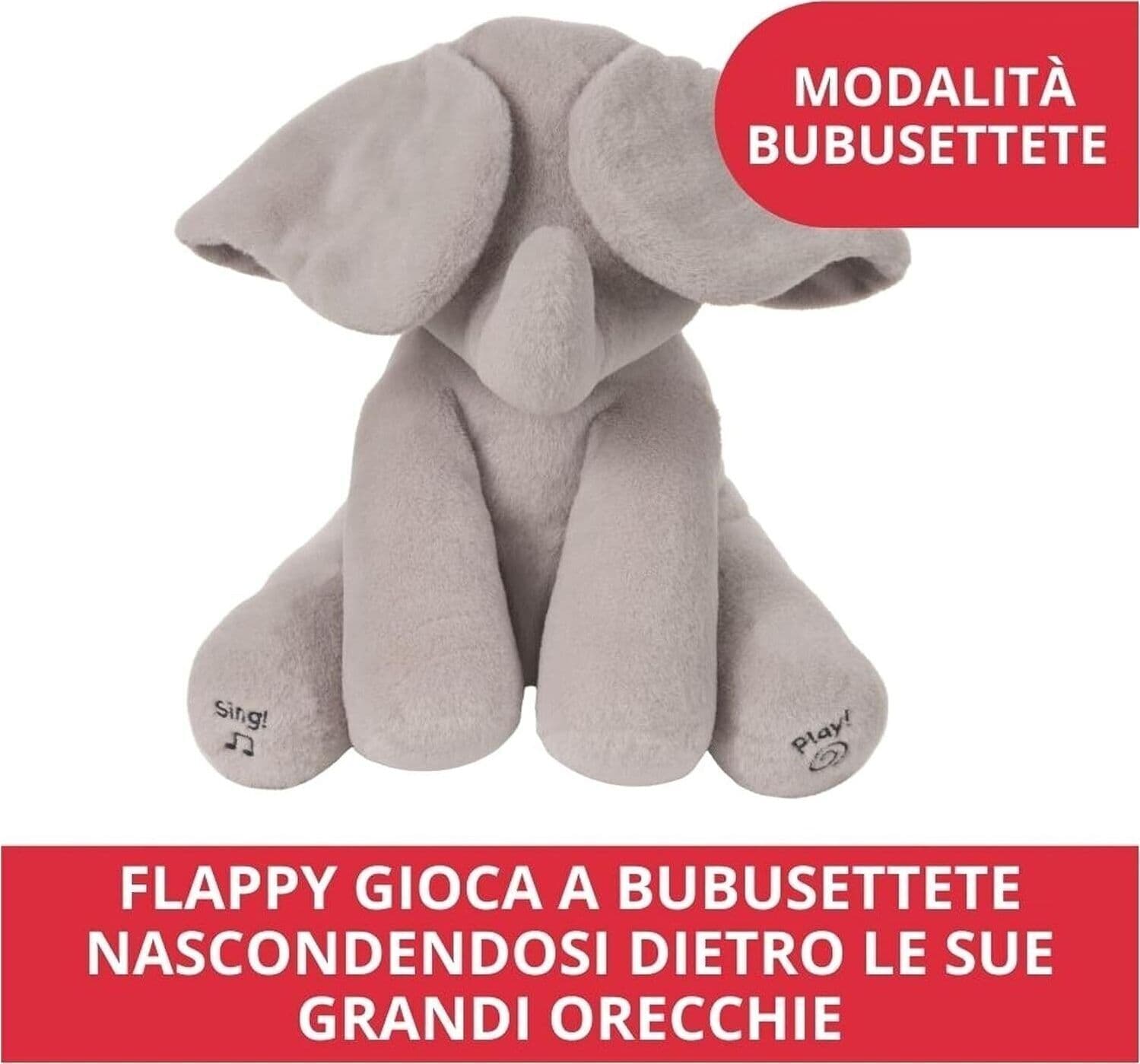 Flappy Peluche Interactive Éléphant, Chante et parle en Français Peluche 30,5 cm in Animali di peluche CL Store - Battipaglia, commercioVirtuoso.it