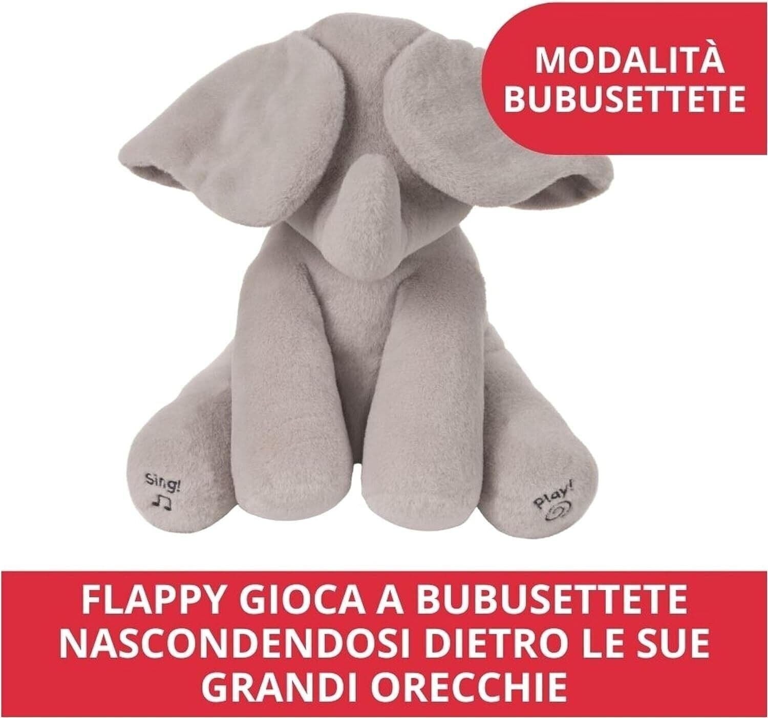 Flappy Peluche Interactive Éléphant, Chante et parle en Français Peluche 30,5 cm in Animali di peluche CL Store - Battipaglia, commercioVirtuoso.it