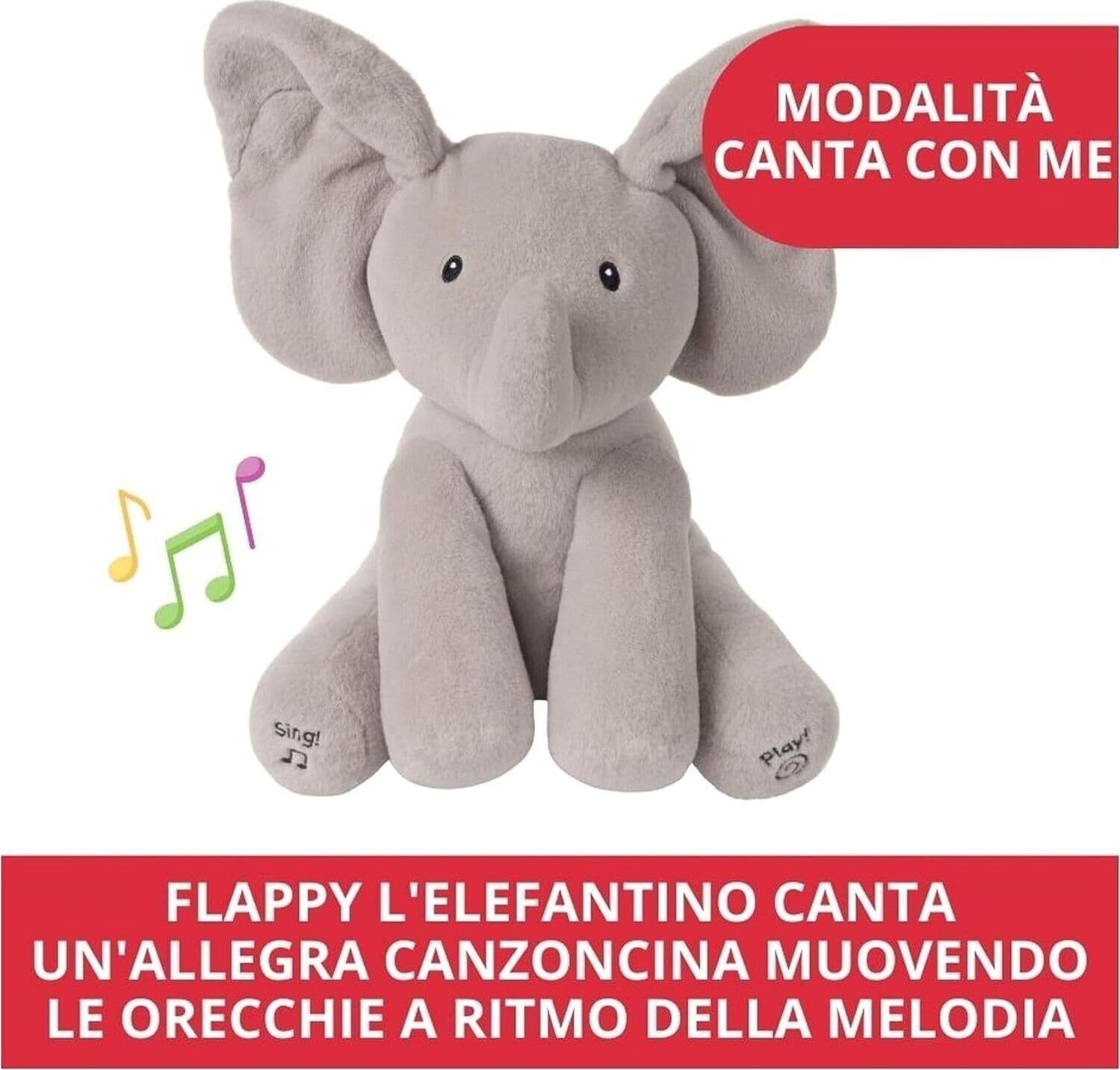 Flappy Peluche Interactive Éléphant, Chante et parle en Français Peluche 30,5 cm in Animali di peluche CL Store - Battipaglia, commercioVirtuoso.it