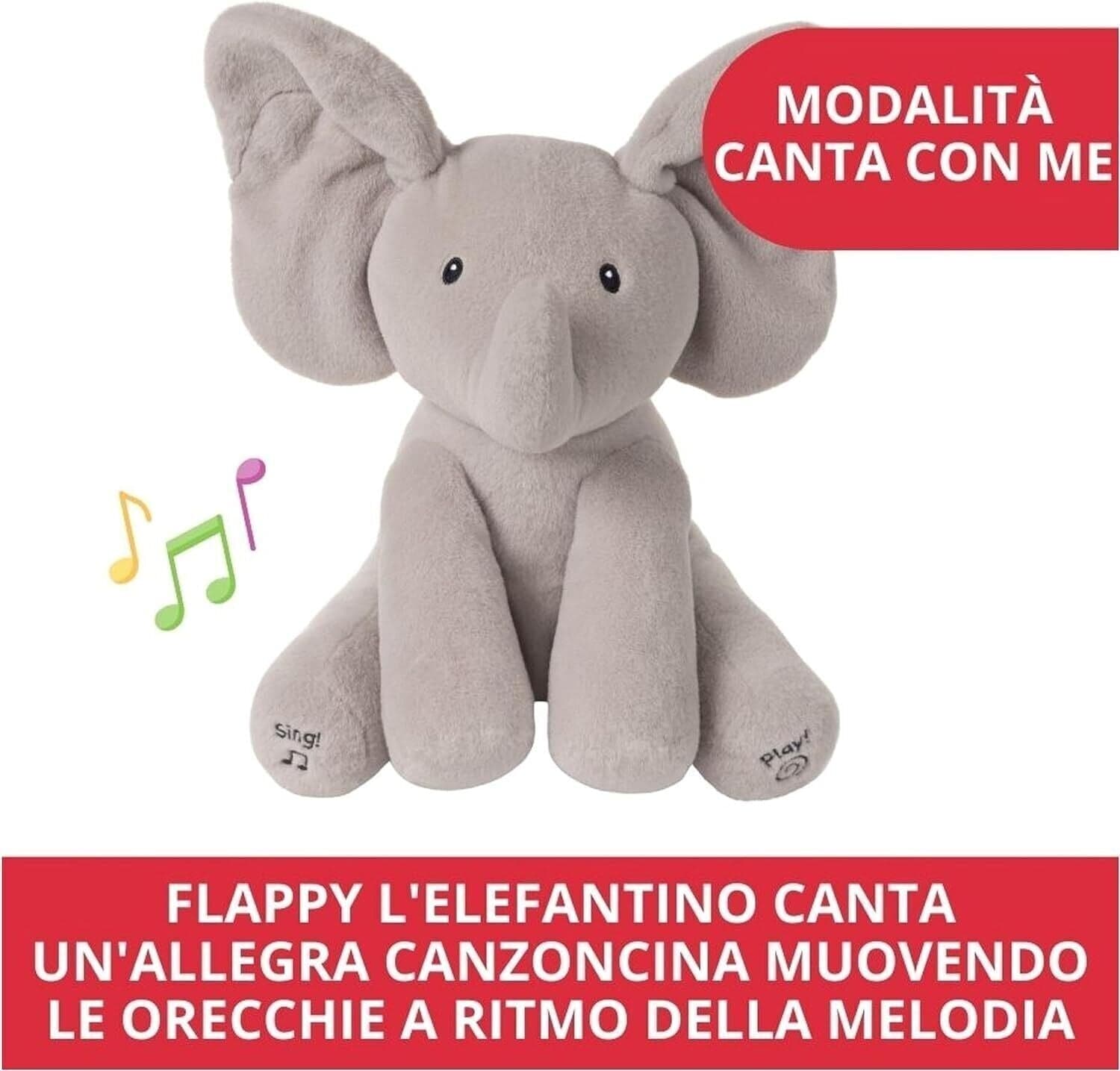 Flappy Peluche Interactive Éléphant, Chante et parle en Français Peluche 30,5 cm in Animali di peluche CL Store - Battipaglia, commercioVirtuoso.it