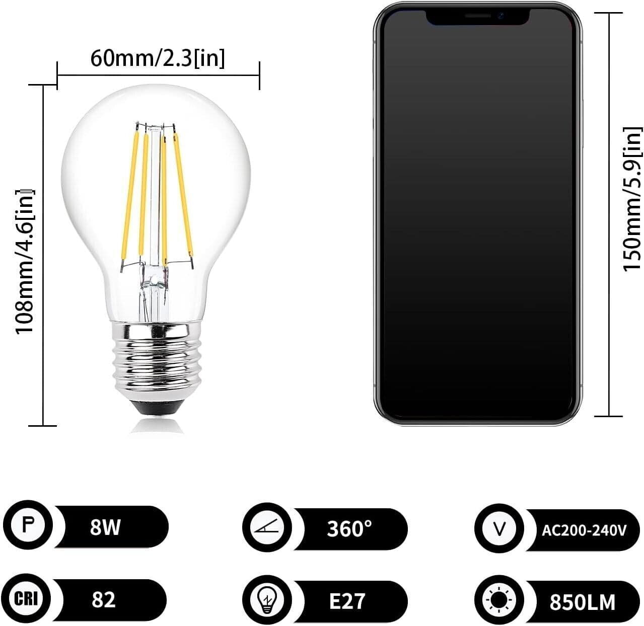 Lampadina a LED Klarlight E27, lampada a LED da 8 W, a incandescenza 6 Pcs in Lampadine a LED CL Store - Battipaglia, commercioVirtuoso.it