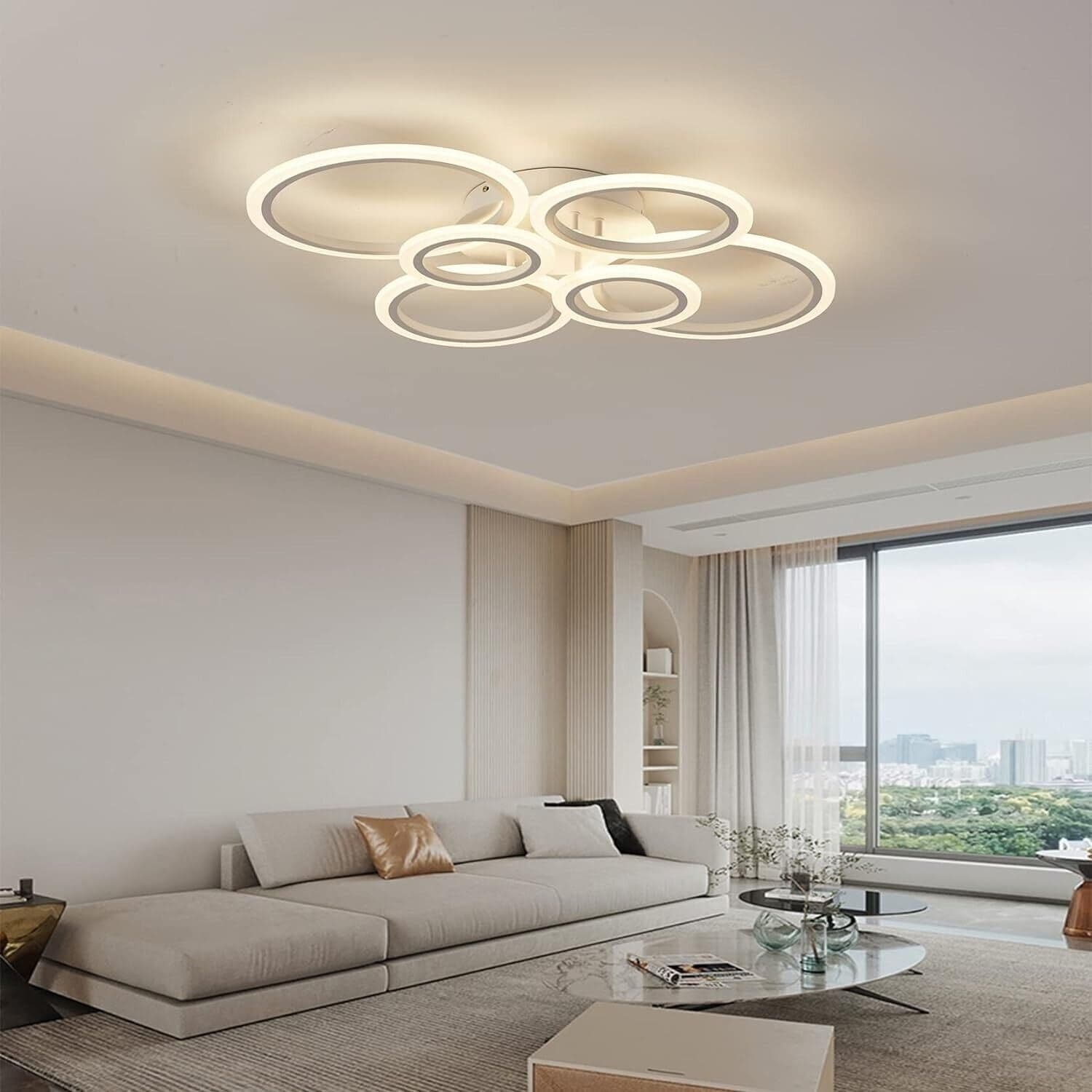 Plafoniera LED, diametro 80 cm, bianca, con funzione memoria, plafoniera in Plafoniere CL Store - Battipaglia, commercioVirtuoso.it