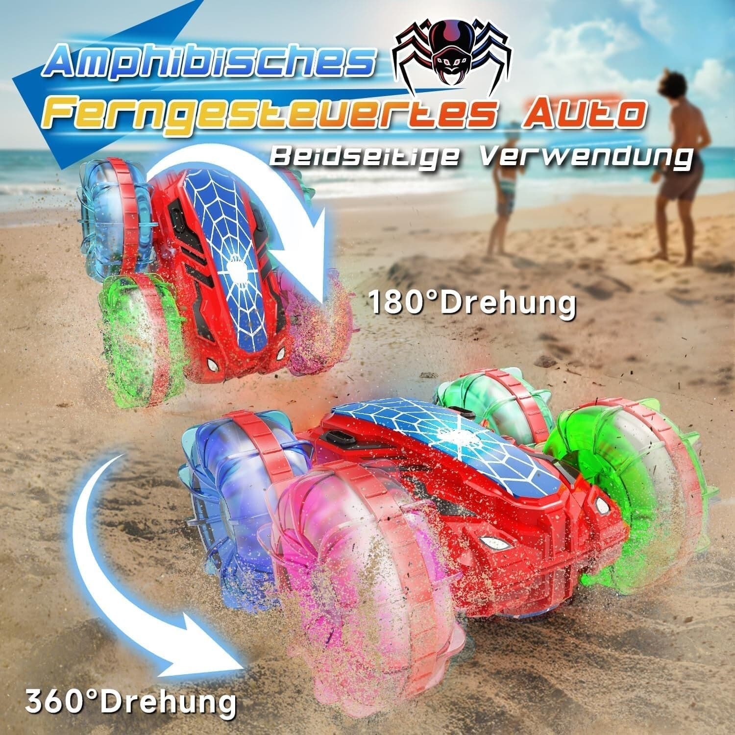 Veicolo anfibio auto telecomandata con luci e rotazione a 360° entra in acqua in Auto CL Store - Battipaglia, commercioVirtuoso.it