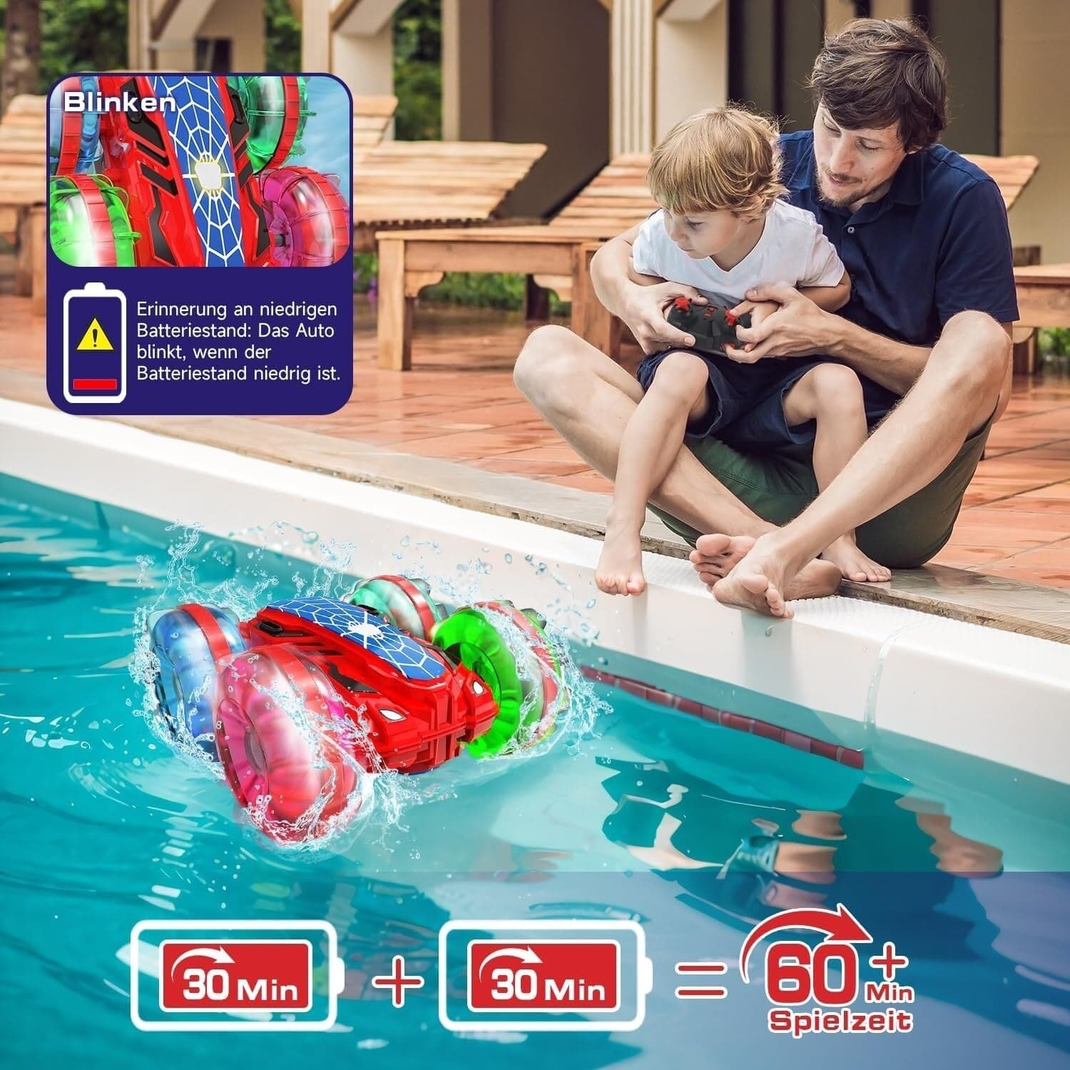Veicolo anfibio auto telecomandata con luci e rotazione a 360° entra in acqua in Auto CL Store - Battipaglia, commercioVirtuoso.it