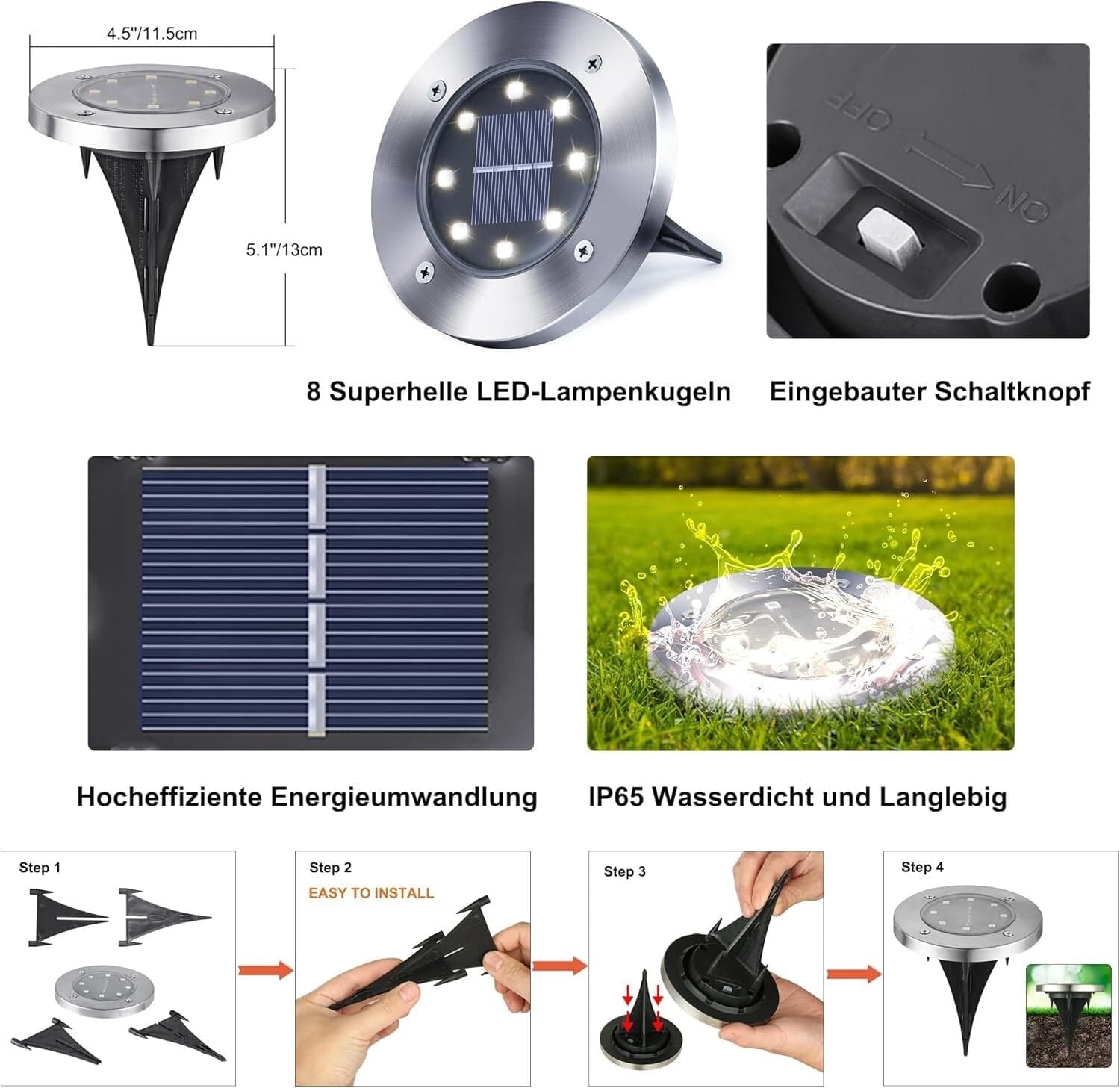 Faretti da giardino 16 pezzi luce solare per esterni Qedertek impermeabile IP65 in Lampade da parete CL Store - Battipaglia, commercioVirtuoso.it