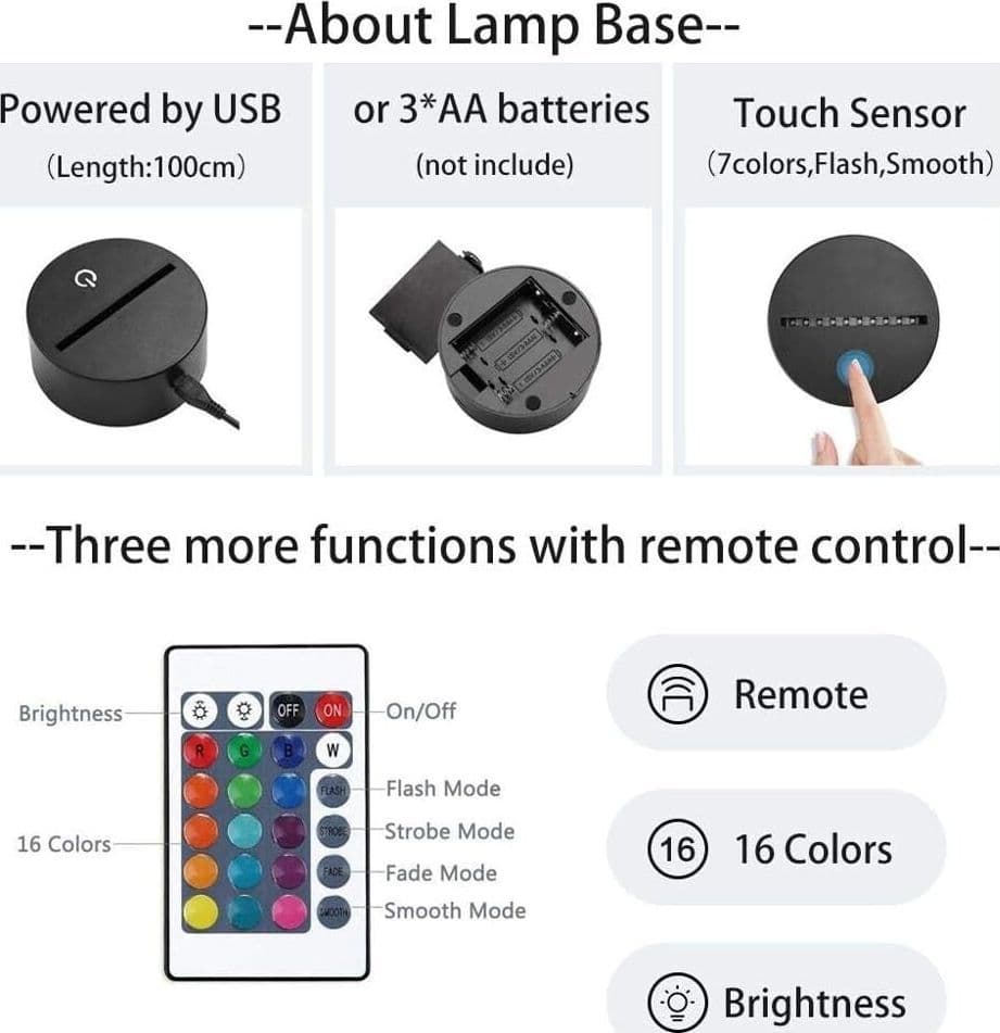Lampada da tavolo a illusione 3D con luce notturna a LED, re della giungla in Luci notturne per bambini CL Store - Battipaglia, commercioVirtuoso.it