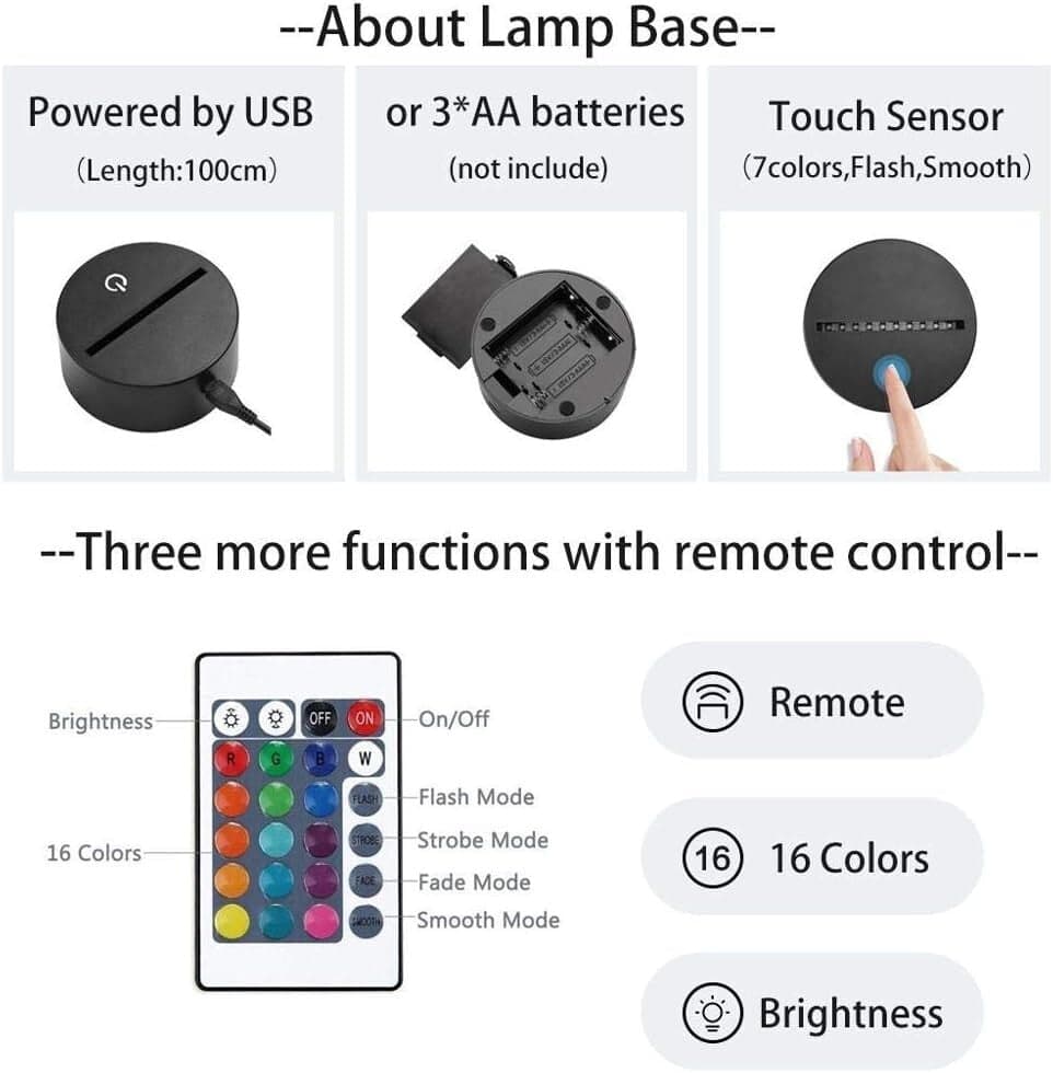 Lampada da tavolo a illusione 3D con luce notturna a LED, re della giungla in Luci notturne per bambini CL Store - Battipaglia, commercioVirtuoso.it