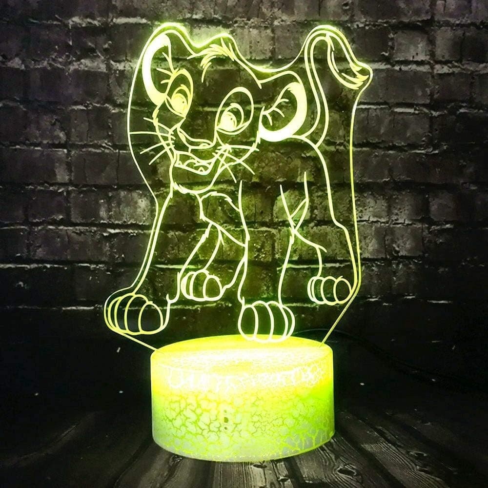 Lampada da tavolo a illusione 3D con luce notturna a LED, re della giungla in Luci notturne per bambini CL Store - Battipaglia, commercioVirtuoso.it