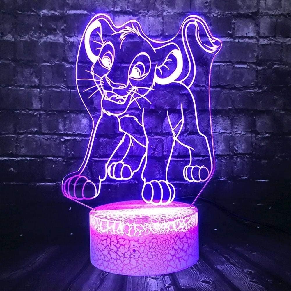 Lampada da tavolo a illusione 3D con luce notturna a LED, re della giungla in Luci notturne per bambini CL Store - Battipaglia, commercioVirtuoso.it