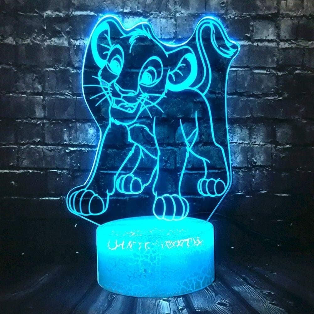 Lampada da tavolo a illusione 3D con luce notturna a LED, re della giungla in Luci notturne per bambini CL Store - Battipaglia, commercioVirtuoso.it