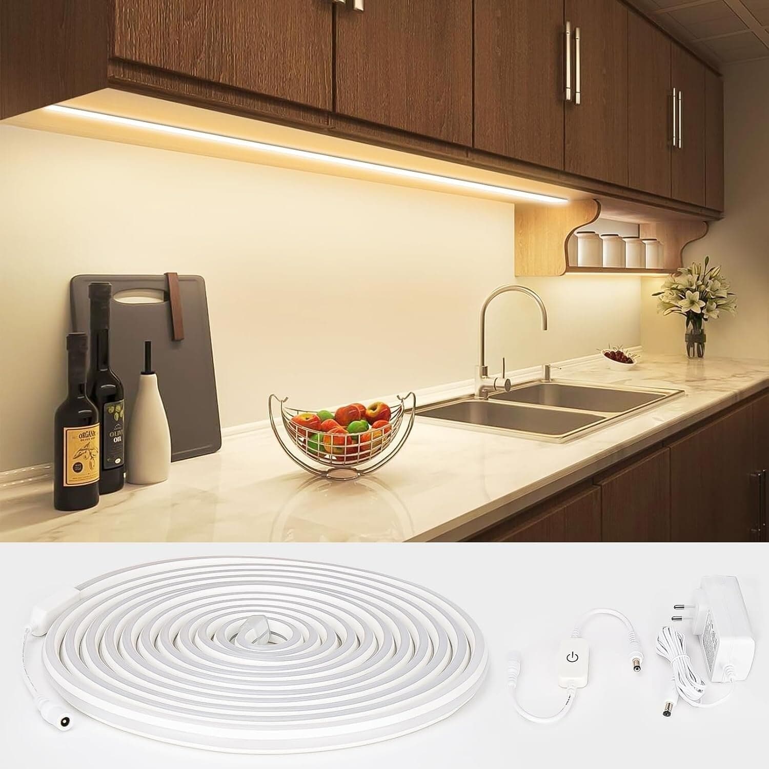 Striscia LED Sottopensile 2 m Bianco Caldo LED 3000 K Bianco Caldo adesiva Lemom in Nastri LED CL Store - Battipaglia, commercioVirtuoso.it