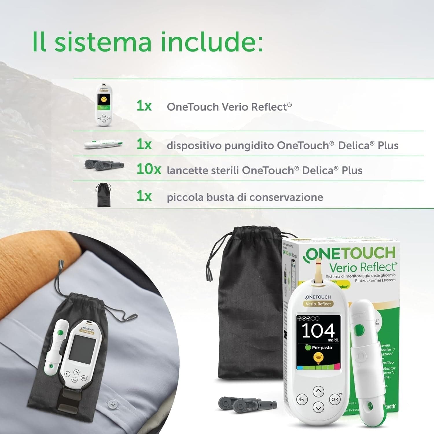 Glucometro OneTouch Verio Reflect®  Sistema di automonitoraggio della glicemia in Misuratori di glucosio nel sangue CL Store - Battipaglia, commercioVirtuoso.it