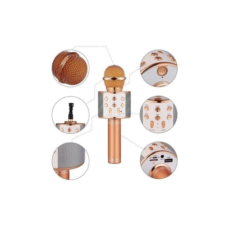 Microfono Wireless rose gold WS-858 Altoparlante Cassa Integrata Bluetooth in Console Karaoke CL Store - Battipaglia, commercioVirtuoso.it