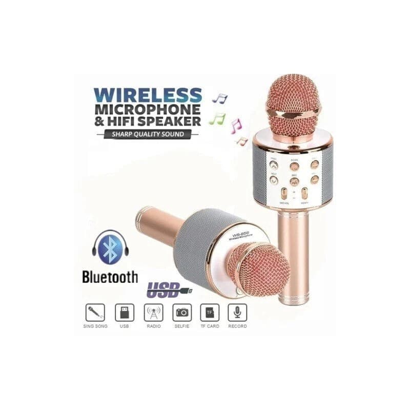 Microfono Wireless rose gold WS-858 Altoparlante Cassa Integrata Bluetooth in Console Karaoke CL Store - Battipaglia, commercioVirtuoso.it