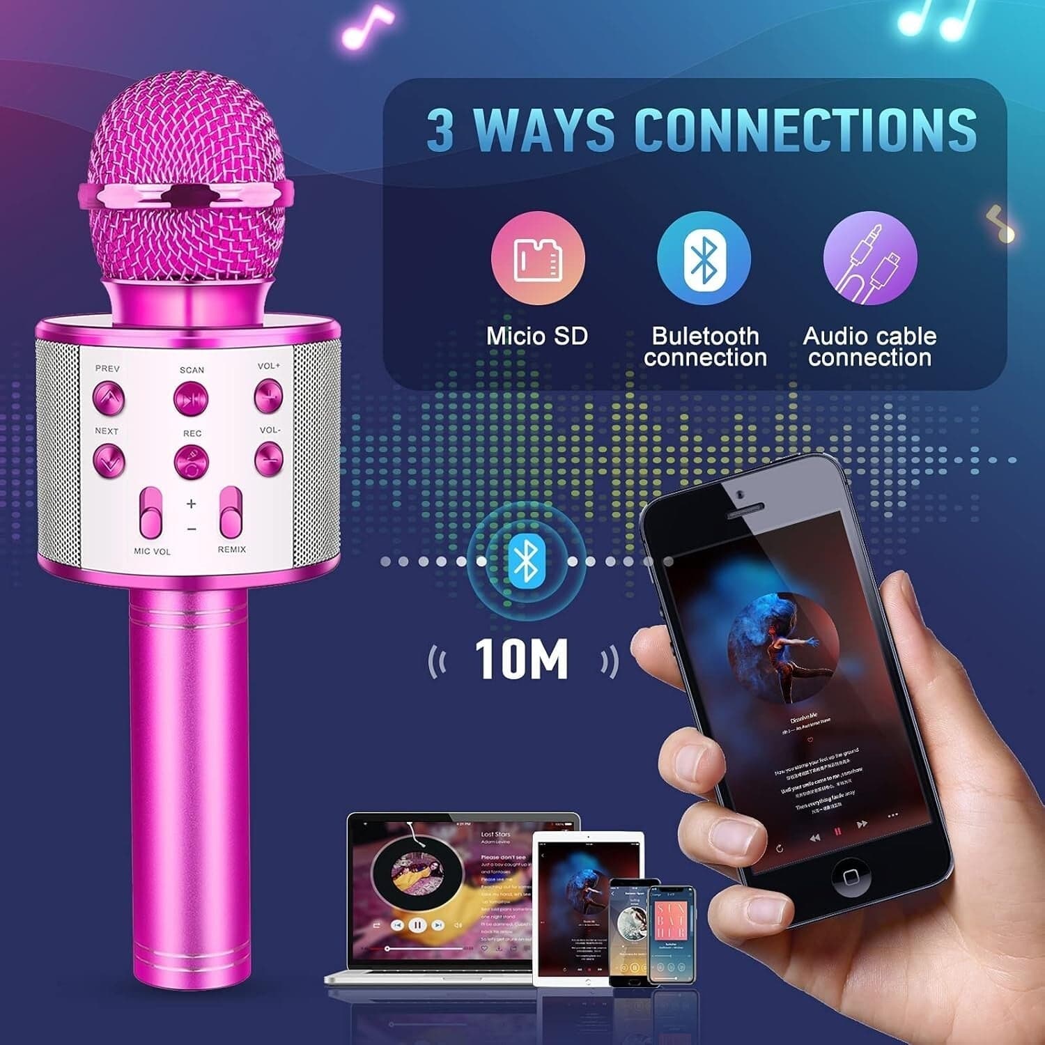 Microfono Wireless pink WS-858 Altoparlante Cassa Integrata Bluetooth Portatile in Sistemi PA CL Store - Battipaglia, commercioVirtuoso.it