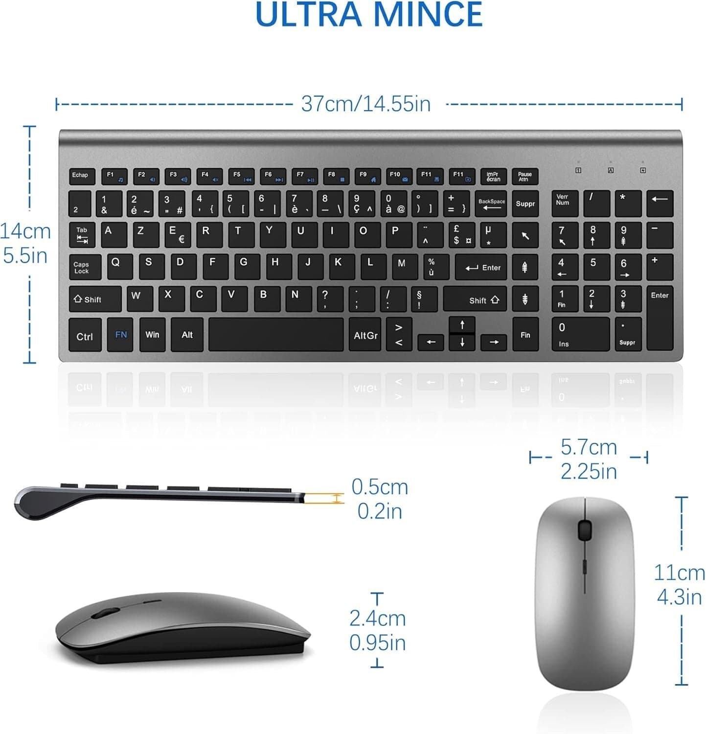 Tastiera e mouse senza fili ultra sottile azerty  2.4G Silent Compact Tastiera in  CL Store - Battipaglia, commercioVirtuoso.it