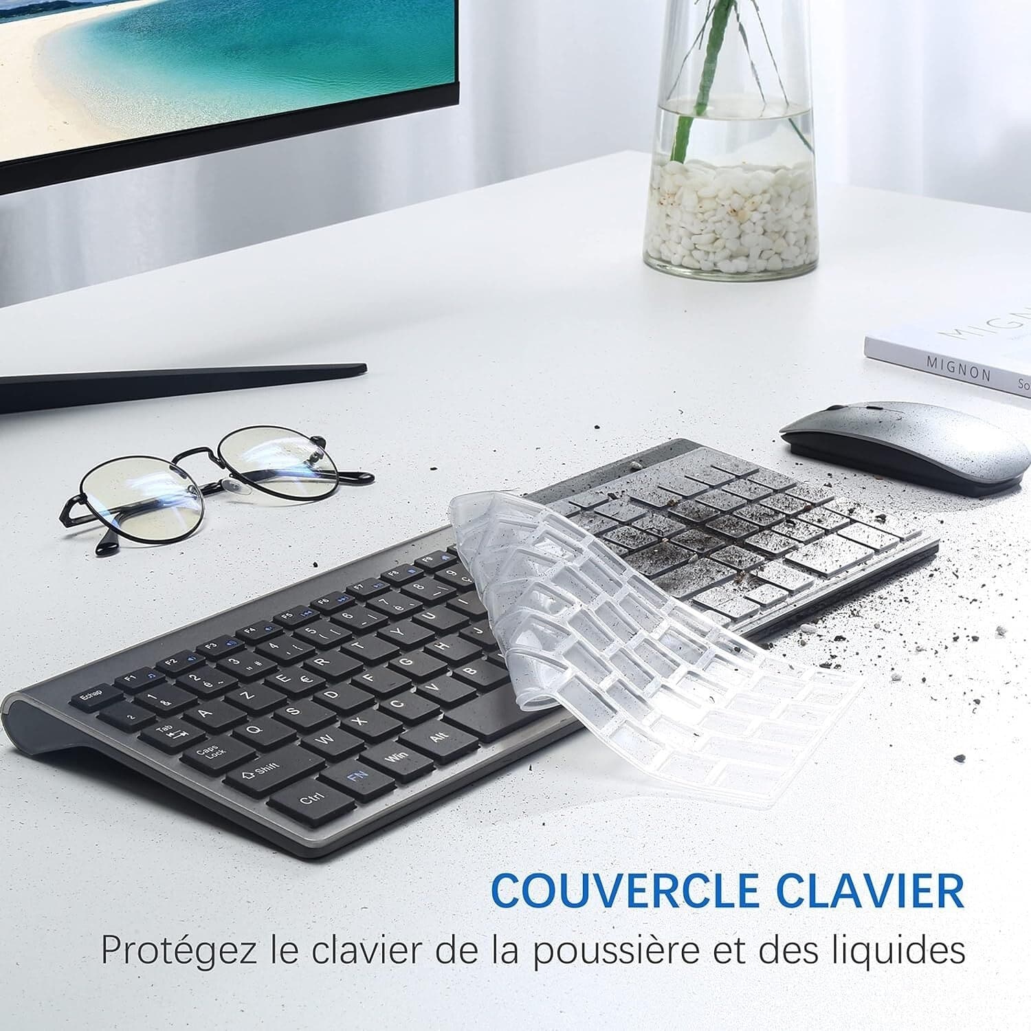 Tastiera e mouse senza fili ultra sottile azerty  2.4G Silent Compact Tastiera in  CL Store - Battipaglia, commercioVirtuoso.it