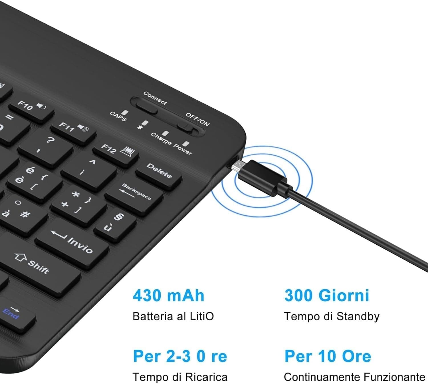 WAVATA Tastiera Bluetooth Wireless Portatile da 10 Pollici ricaricabile in  CL Store - Battipaglia, commercioVirtuoso.it