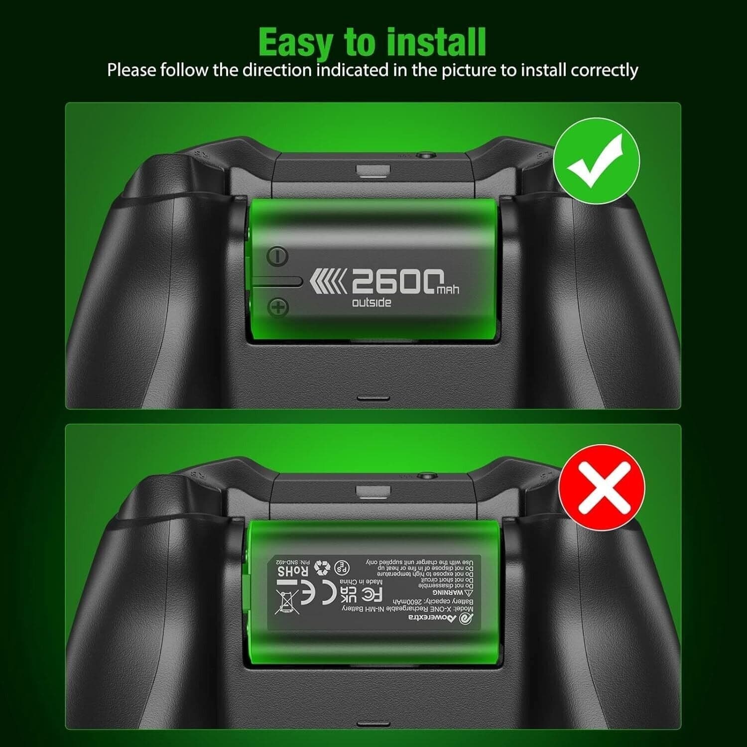 Batteria ricaricabile ad alta capacità compatibile con controller Xbox One S/X, in Kit di batterie e caricatore CL Store - Battipaglia, commercioVirtuoso.it