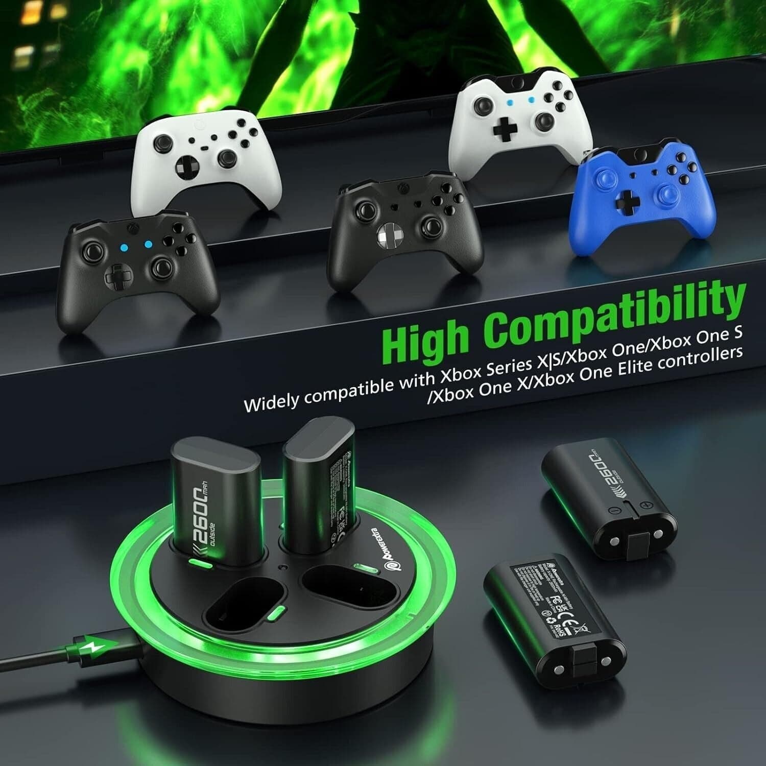 Batteria ricaricabile ad alta capacità compatibile con controller Xbox One S/X, in Kit di batterie e caricatore CL Store - Battipaglia, commercioVirtuoso.it