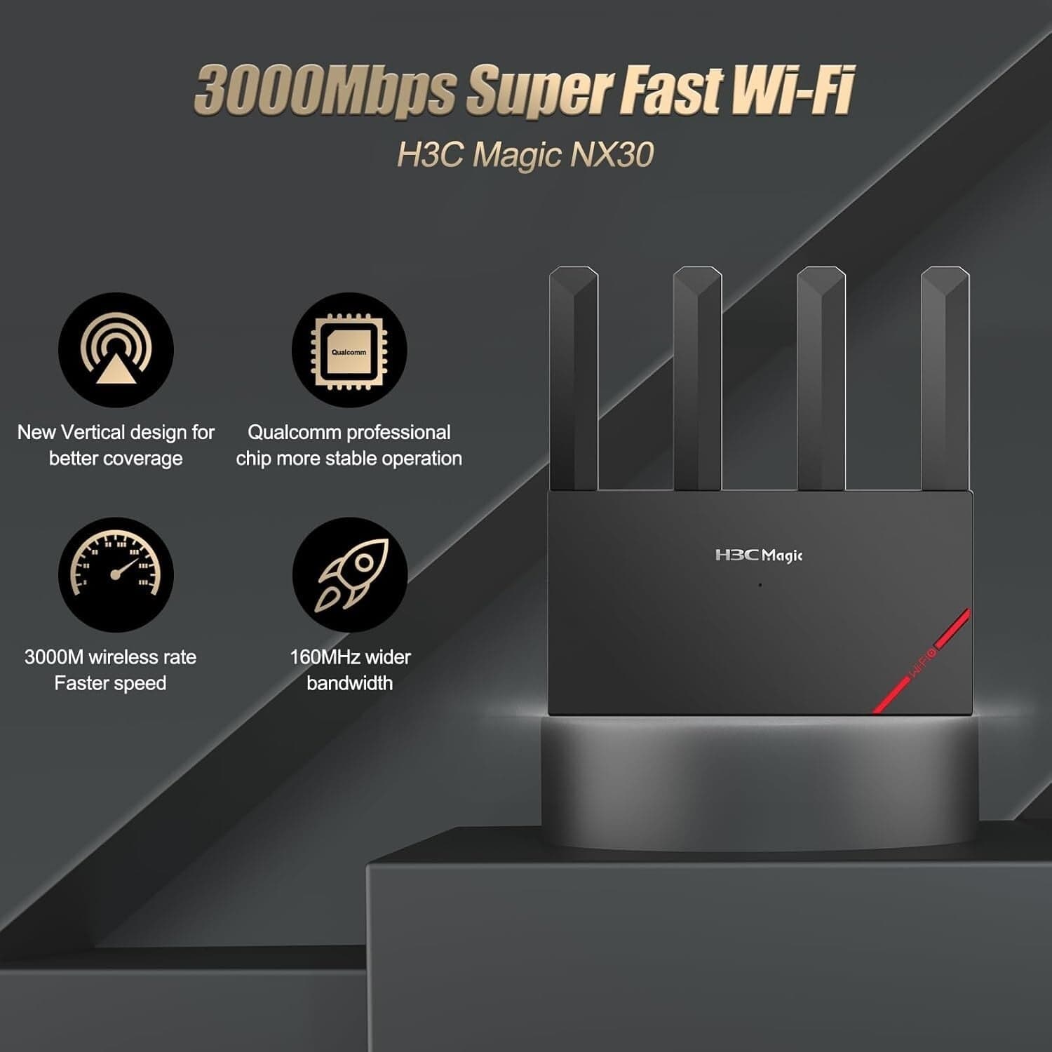 Router WLAN H3C Magic NX30 Wi-Fi 6 2402 Mbps 5 GHz, 574 Mbps 2,4 GHz,1 porta WAN in  CL Store - Battipaglia, commercioVirtuoso.it