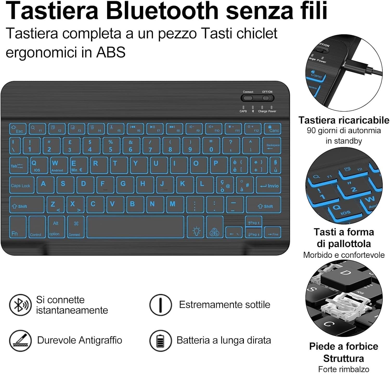 Cover e Tastiera per iPad 9a/8a/7a Generazione, per iPad 10.2" Retroilluminata in  CL Store - Battipaglia, commercioVirtuoso.it