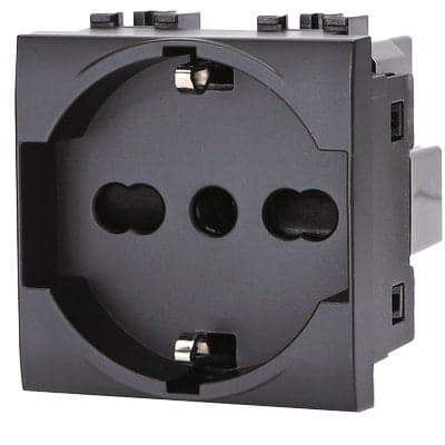 Presa Schuko + Sicurezza Abl - Nero Volt 250 A 10/16 2P+T- 8 Pezzi