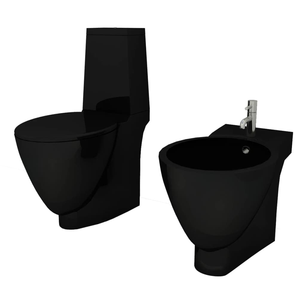 Set Toilette e Bidè da Bagno in Ceramica Colore Nero Chiusura Delicata in Bidet Esplodia - Napoli, commercioVirtuoso.it