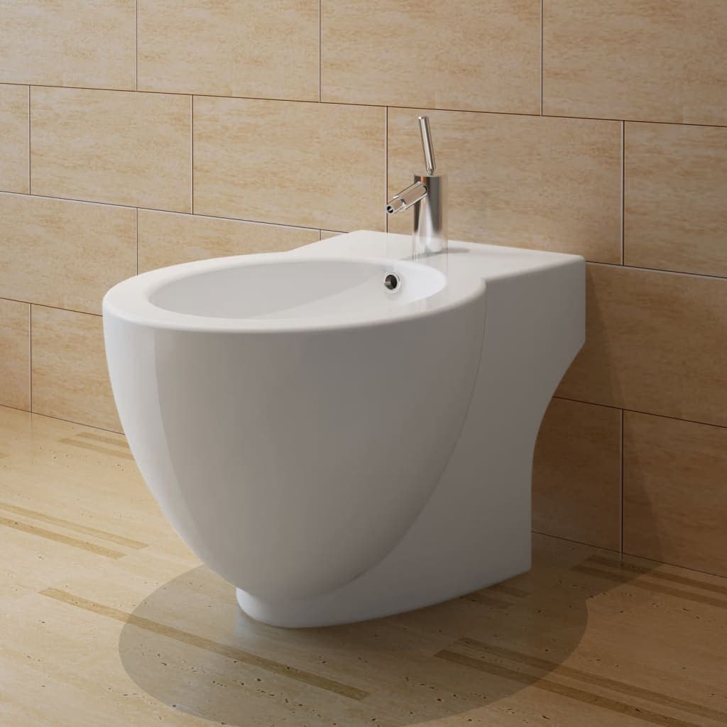 Bidè da Bagno Rotondo in Ceramica Alta Qualità con Piede Bianco Design Moderno in Bidet Esplodia - Napoli, commercioVirtuoso.it