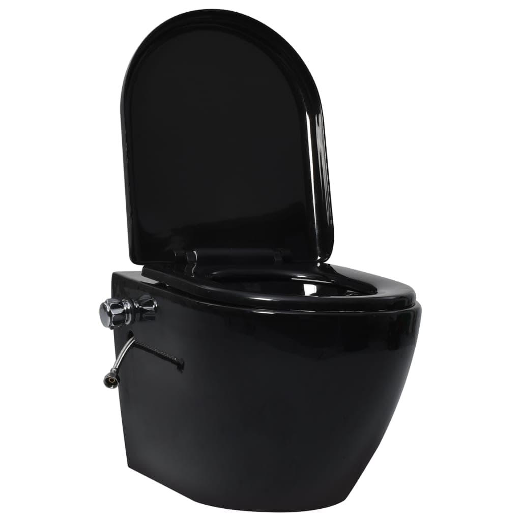 Toilette senza Bordo Sospesa Funzione Bidet Ceramica Nera Chiusura Ammortizzata in Toilette a un pezzo Esplodia - Napoli, commercioVirtuoso.it