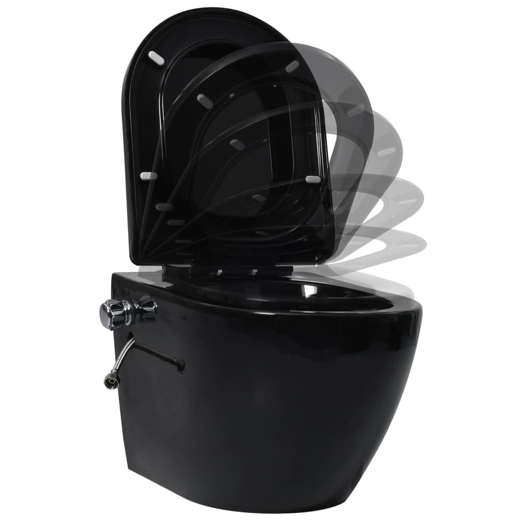 Toilette senza Bordo Sospesa Funzione Bidet Ceramica Nera Chiusura Ammortizzata in Toilette a un pezzo Esplodia - Napoli, commercioVirtuoso.it