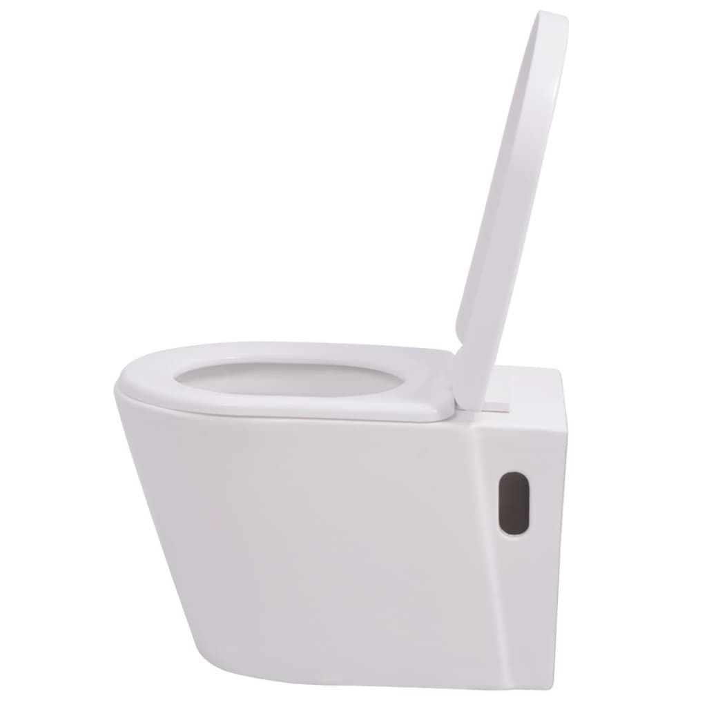 Toilette WC Sospeso in Ceramica Colore Bianco Chiusura Ammortizzata 56x36x34 cm in Vasi WC Esplodia - Napoli, commercioVirtuoso.it