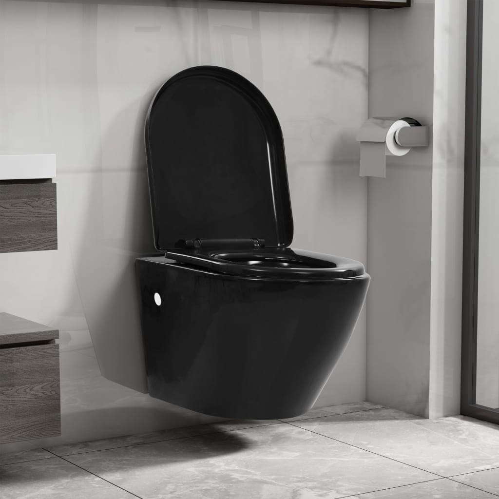 WC a Muro con Sciacquone Nascosto in Ceramica Nera 36 x 48 x 41,5 cm in Toilette a un pezzo Esplodia - Napoli, commercioVirtuoso.it