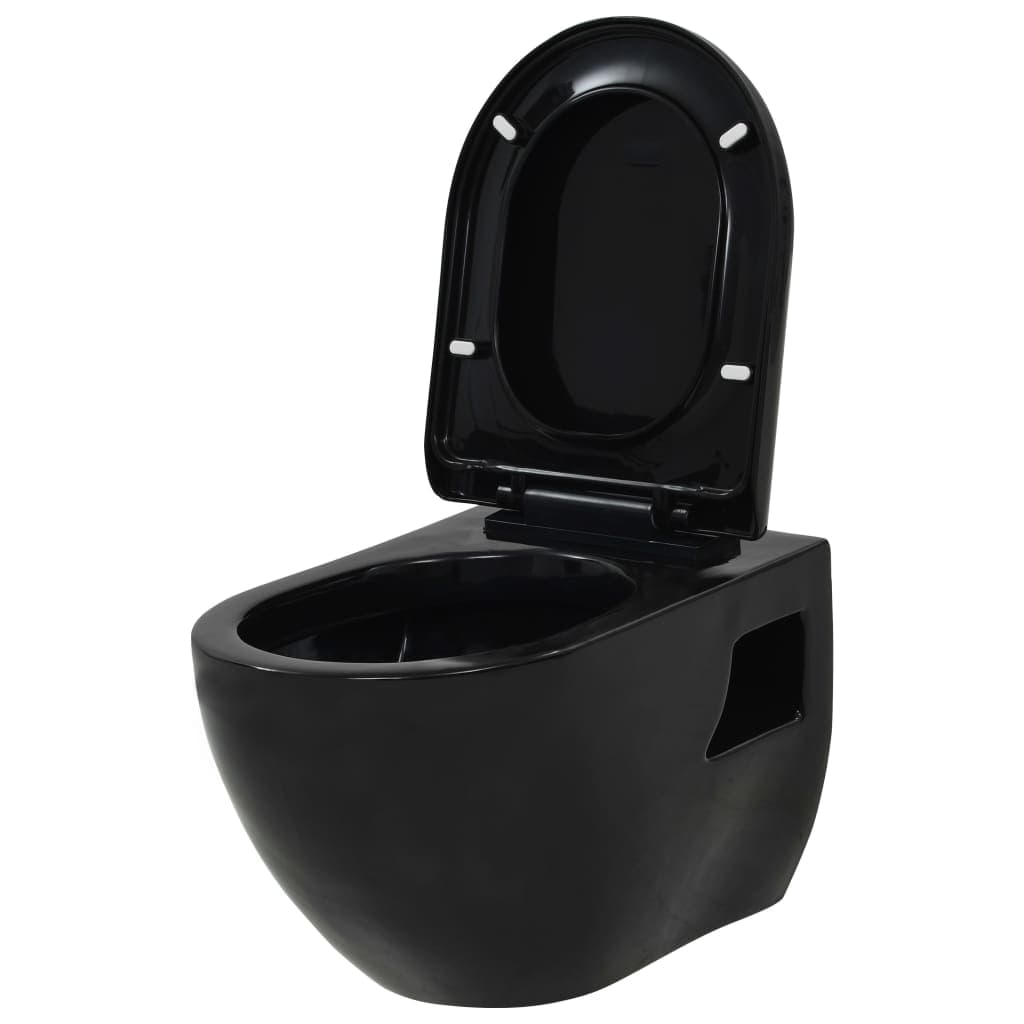 WC a Muro con Sciacquone Nascosto in Ceramica Nera 36 x 50 x 41,5 cm in Toilette a un pezzo Esplodia - Napoli, commercioVirtuoso.it