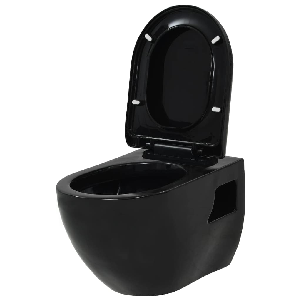 WC a Muro con Sciacquone Nascosto in Ceramica Nera 36 x 50 x 41,5 cm in Toilette a un pezzo Esplodia - Napoli, commercioVirtuoso.it