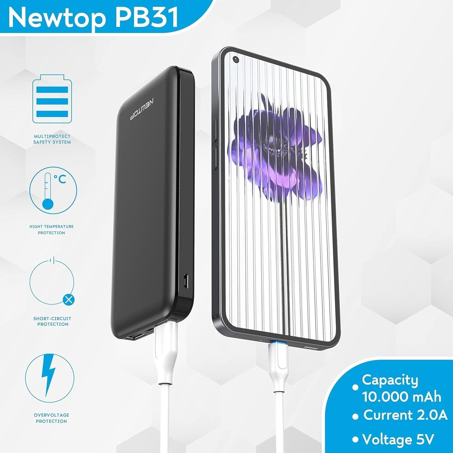 Caricabatterie power bank portatile universale 10000 mAh NEWTOP PB30 in Caricabatterie portatile CL Store - Battipaglia, commercioVirtuoso.it