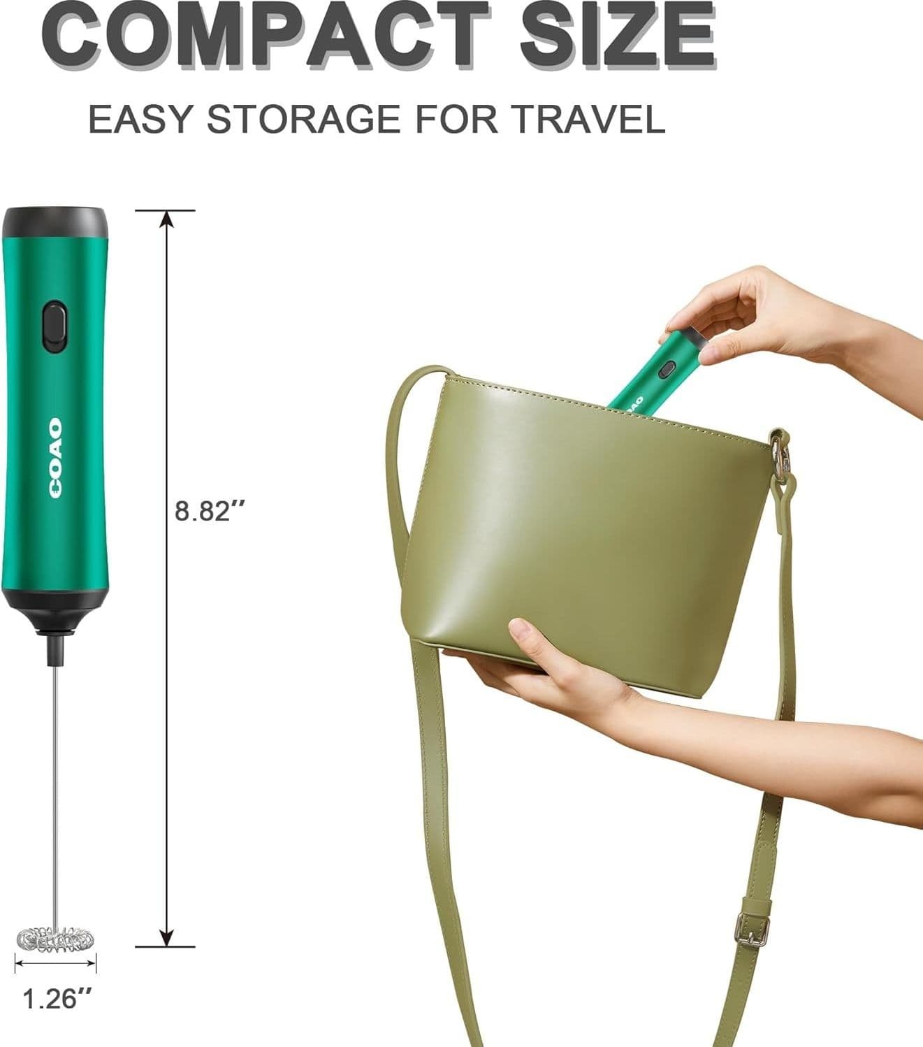 Mini schiumalatte elettrico potente e verde ricaricabile portatile COAO in Frullini montalatte a immersione CL Store - Battipaglia, commercioVirtuoso.it