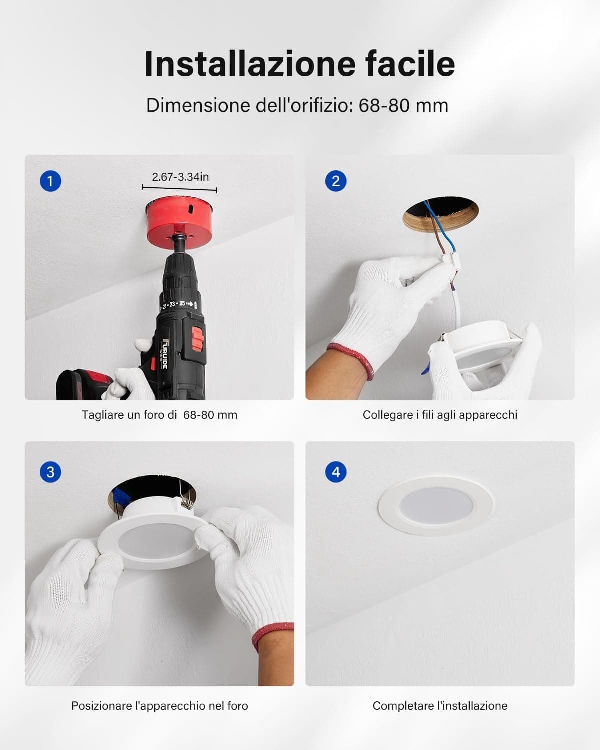 Faretti LED da Incasso Leselux per Cartongesso Dimmerabile 5W, 10x IP44 Luci da in Faretti da soffitto CL Store - Battipaglia, commercioVirtuoso.it