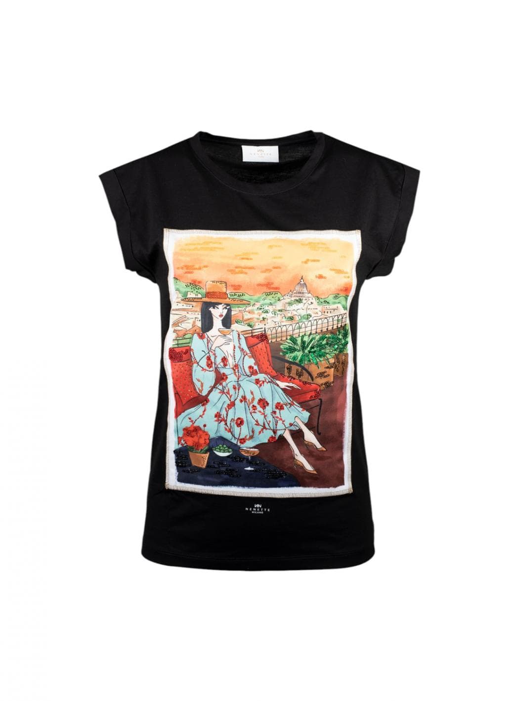 NENETTE T-shirt Donna Nenette DADDY_NERO da donna in Body Drestige - Casamassima, commercioVirtuoso.it