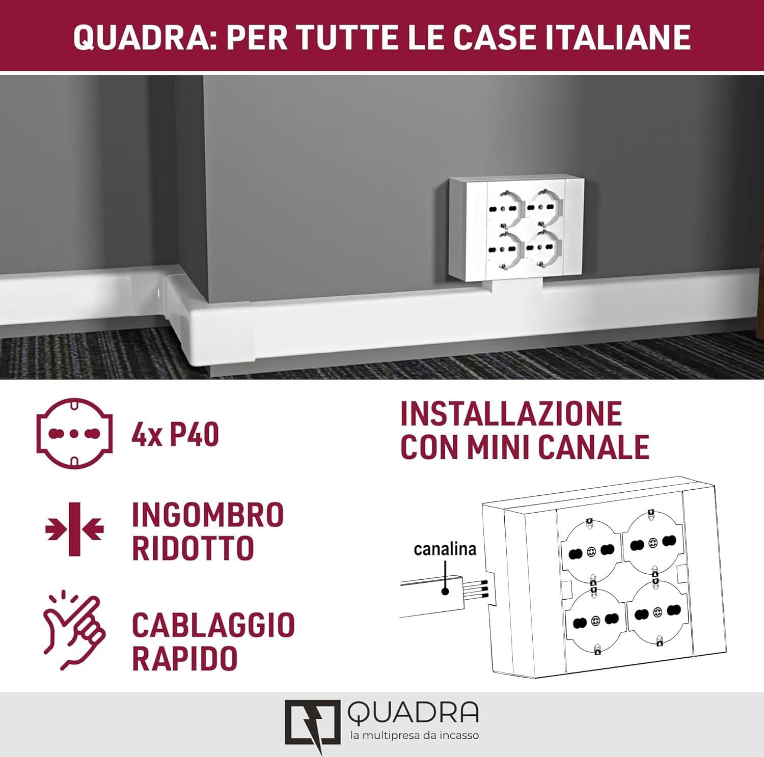 Multipresa Da Parete Esterna 4 Prese Schuko Bianca Con Scatola Di Supporto Per Installazioni Superficiali, Compatibile Con Tutte Le Scatole Da Incasso 3 Posti (Muratura O Cartongesso) in Multiprese BricoGo - Marano di Napoli, commercioVirtuoso.it