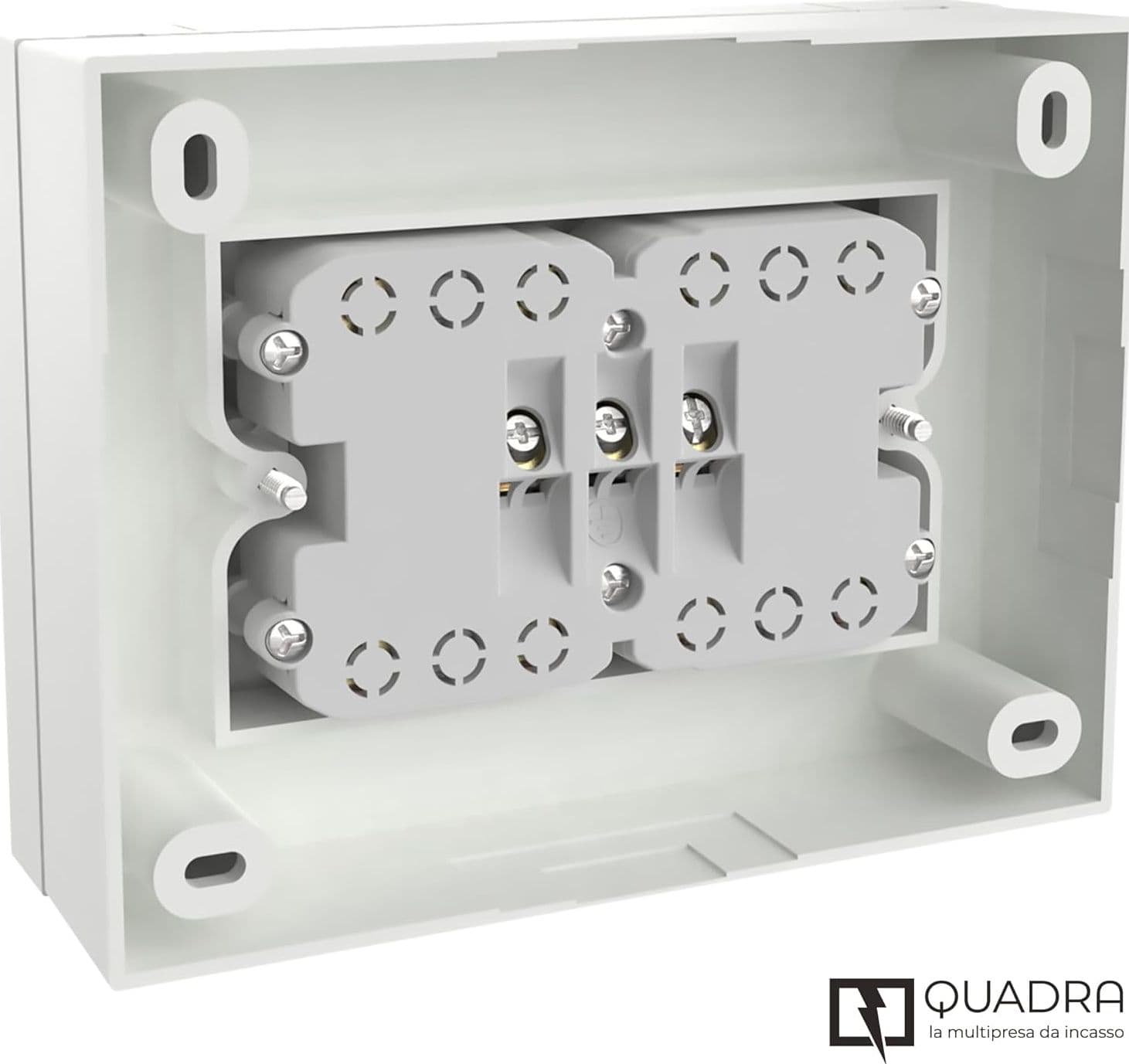 Multipresa Da Parete Esterna 4 Prese Schuko Bianca Con Scatola Di Supporto Per Installazioni Superficiali, Compatibile Con Tutte Le Scatole Da Incasso 3 Posti (Muratura O Cartongesso) in Multiprese BricoGo - Marano di Napoli, commercioVirtuoso.it