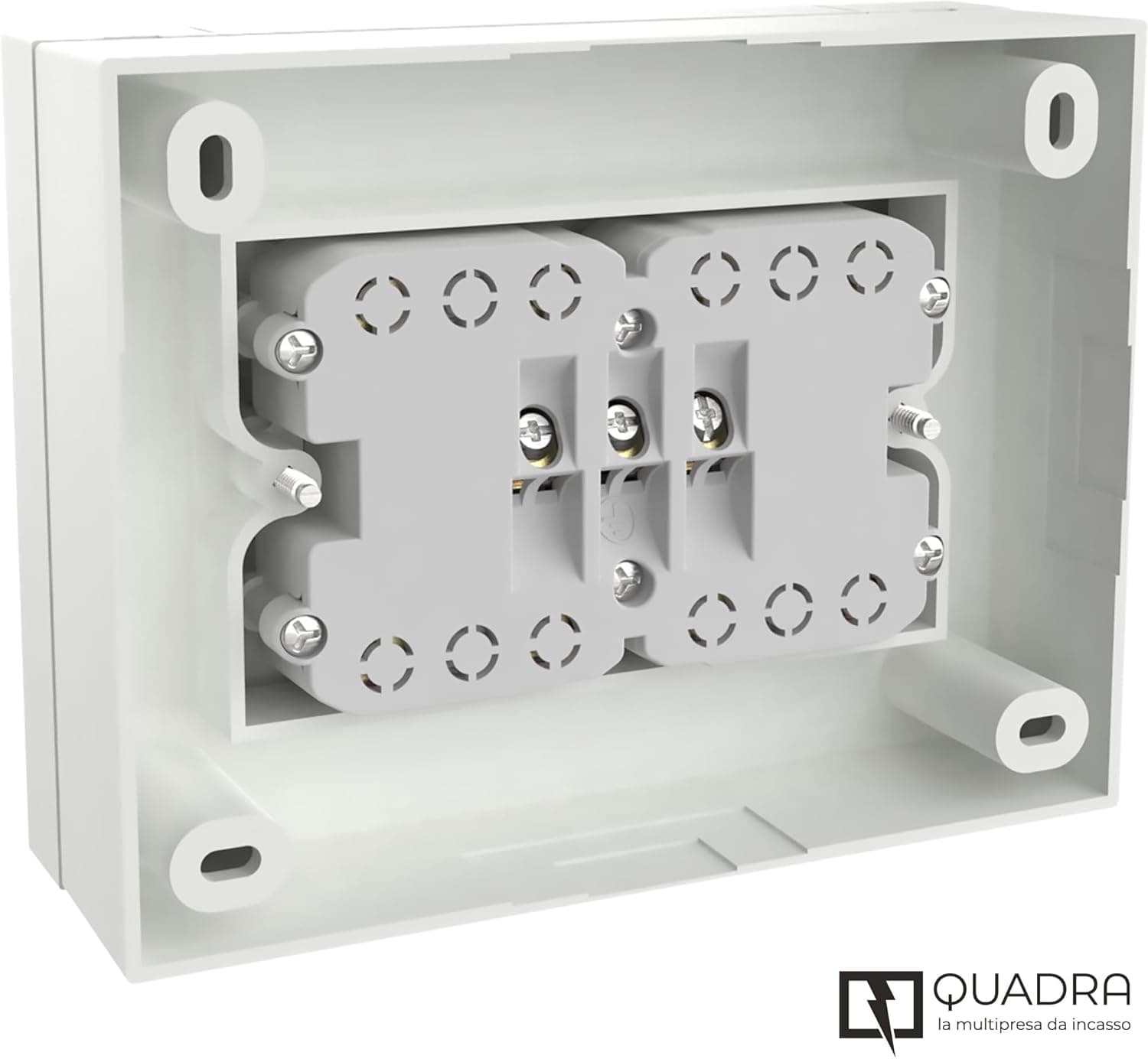 Multipresa Da Parete Esterna 4 Prese Schuko Bianca Con Scatola Di Supporto Per Installazioni Superficiali, Compatibile Con Tutte Le Scatole Da Incasso 3 Posti (Muratura O Cartongesso) in Multiprese BricoGo - Marano di Napoli, commercioVirtuoso.it