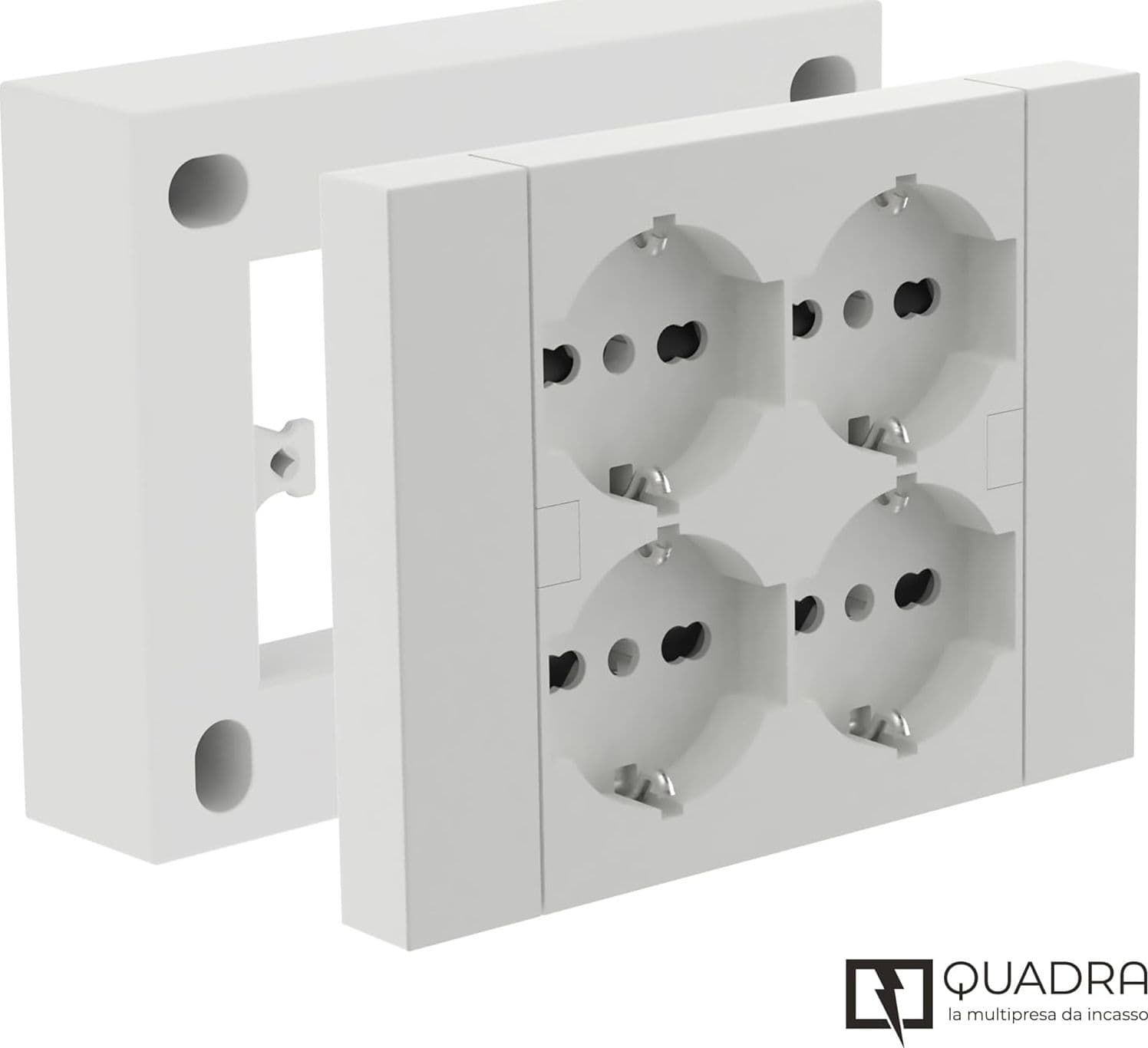 Multipresa Da Parete Esterna 4 Prese Schuko Bianca Con Scatola Di Supporto Per Installazioni Superficiali, Compatibile Con Tutte Le Scatole Da Incasso 3 Posti (Muratura O Cartongesso) in Multiprese BricoGo - Marano di Napoli, commercioVirtuoso.it
