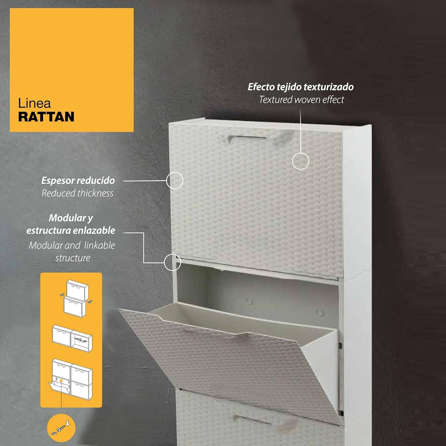 Scarpiera Modulare Rattan In Plastica Bianco Cm 51X17,3 H.Cm 40,1 Agganciabile, Componibile E Incastrabile in Scaffali portascarpe BricoGo - Marano di Napoli, commercioVirtuoso.it