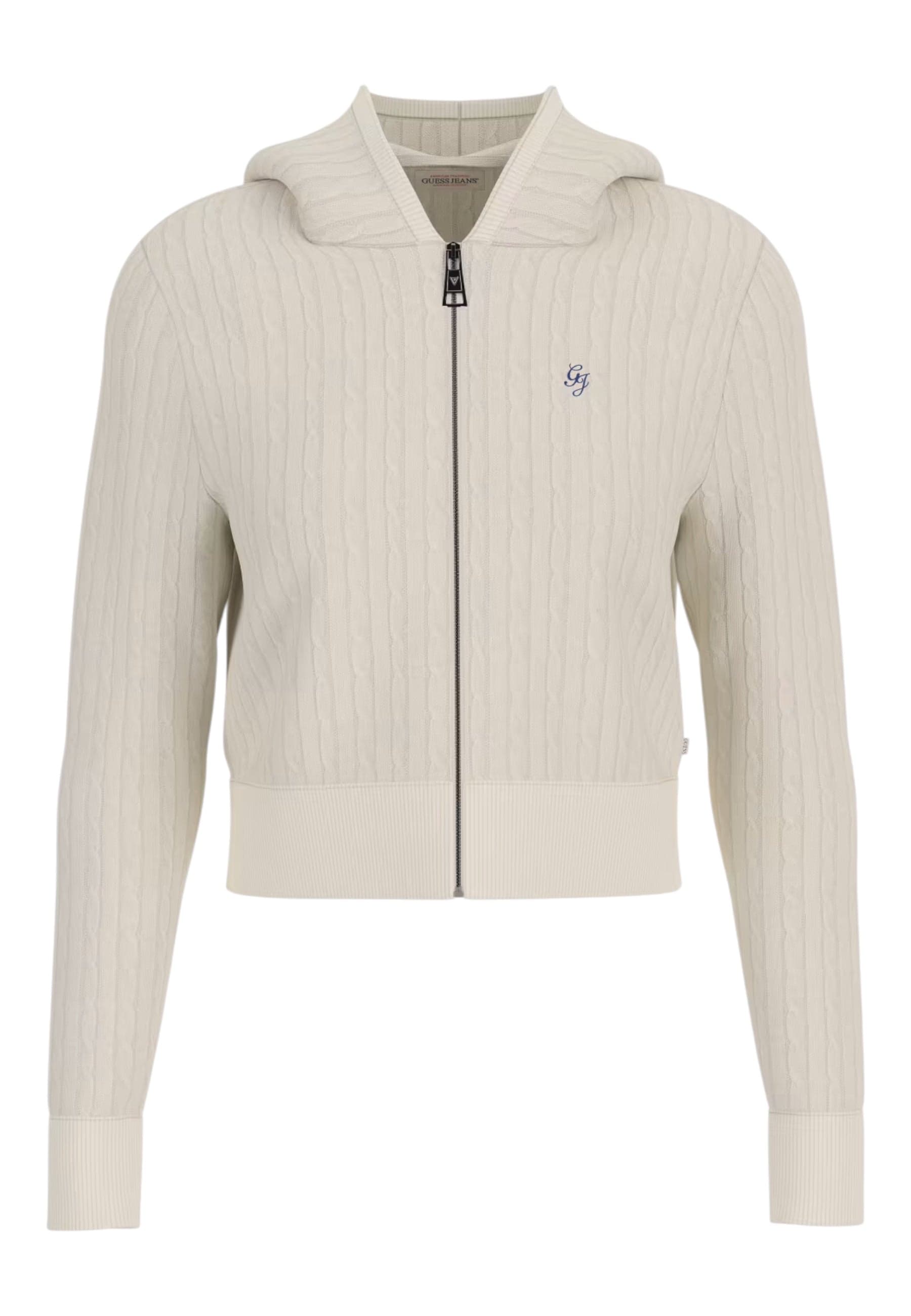 GUESS JEANS Cardigan in maglia a trecce con cappuccio Donna Guess Jeans da donna in Cardigan Drestige - Casamassima, commercioVirtuoso.it